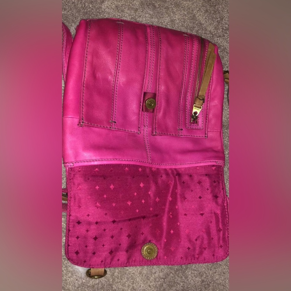 Brand New Fossil Morgan Traveler Purse Fuchsia Pink leather - Picture 2 of 6